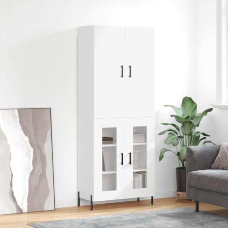 Buffet haut-Armoire de rangement Blanc 69,5x34x180 cm Bois d'ingénierie 313059 (1/5)