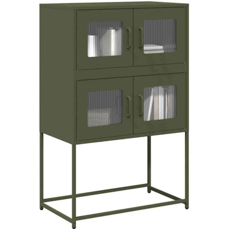 Buffet haut-Armoire de rangement vert olive 68x39x107 cm acier 615498 (1/5)