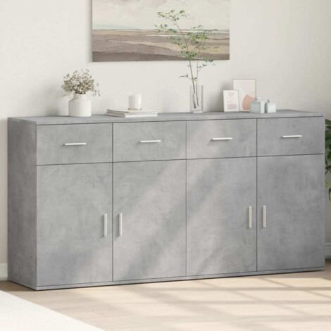 Buffets 2 pcs-Lot de 2 Meuble de rangement gris béton 79x38x80 cm bois d'ingénierie 589780 (1/5)