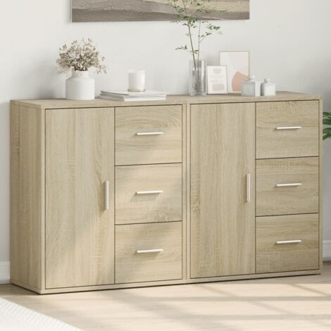 Buffets 2 pcs-Lot de 2 Meuble de rangement chêne sonoma 60x31x70 cm bois d'ingénierie 925451 (1/5)