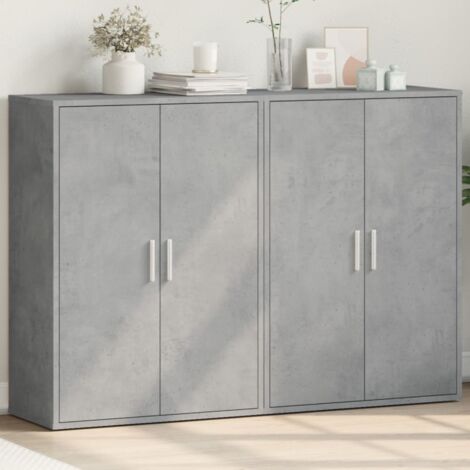 Buffets 2 pcs-Lot de 2 Meuble de rangement gris béton 60x31x84 cm bois d'ingénierie 767154 (1/5)