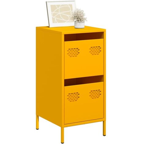 Buffet-Meuble de rangement jaune moutarde 35x39x73,5 cm acier laminé à froid 379219 (1/5)
