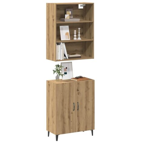 Buffet avec armoire murale-Meuble de rangement chêne artisanal bois d'ingénierie 119120 (1/5)