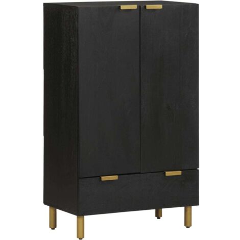 Buffet-Meuble de rangement noir 60x33x100 cm bois d'ingénierie 378371 (1/5)