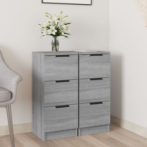 Buffets 2 pcs-Lot de 2 Meuble de rangement Sonoma gris 30x30x70 cm Bois d'ingénierie 448389 (1/5)