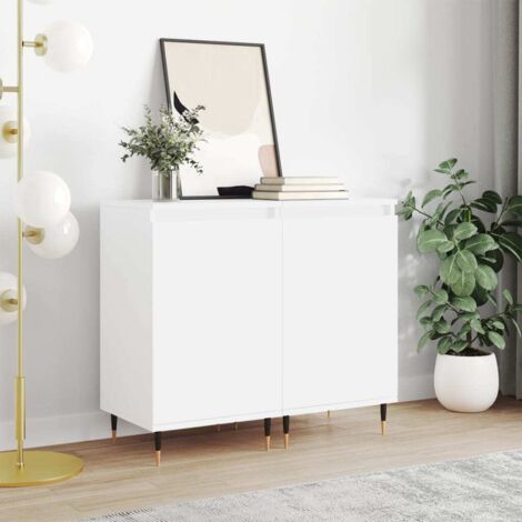 Buffets 2 pcs-Lot de 2 Meuble de rangement blanc 40x35x70 cm bois d’ingénierie 493962 (1/5)