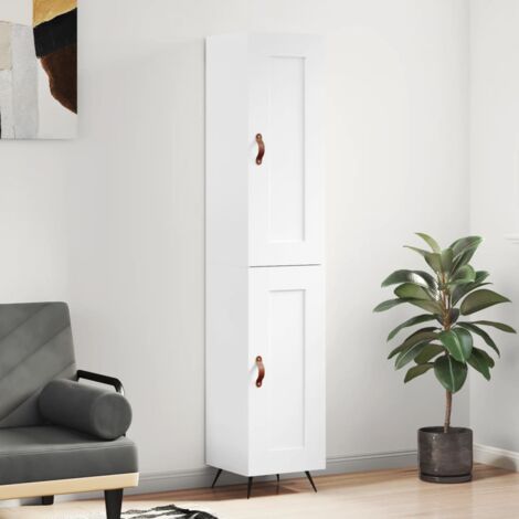 Buffet haut-Armoire de rangement Blanc brillant 34,5x34x180 cm Bois d'ingénierie 495112 (1/5)