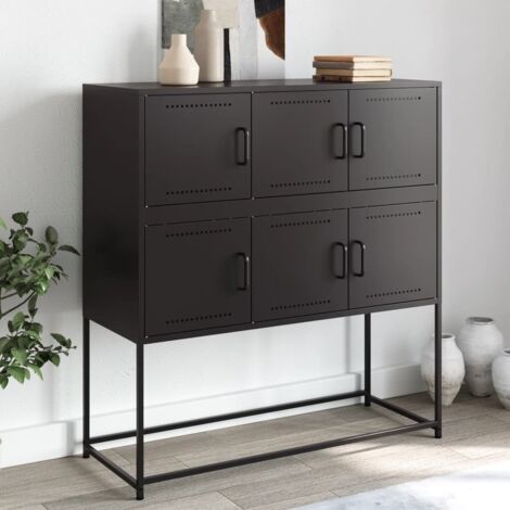Buffet-Meuble de rangement noir 100,5x39x107 cm acier 724712 (1/5)