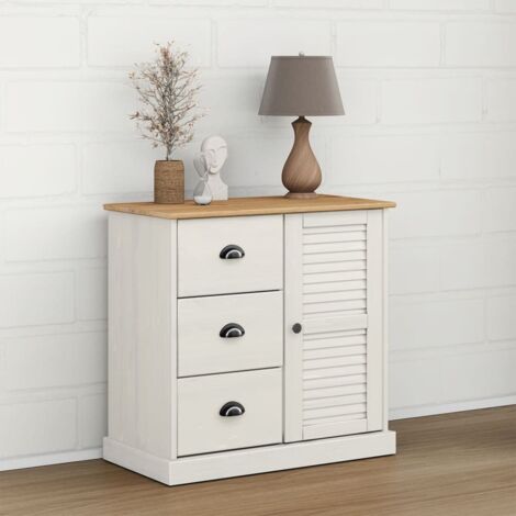 Buffet avec tiroirs-Meuble de rangement VIGO 78x40x75 cm blanc bois massif de pin 896396 (1/5)