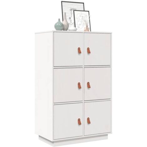 Buffet haut-Armoire de rangement Blanc 67x40x108,5 cm Bois massif de pin 930175 (1/5)
