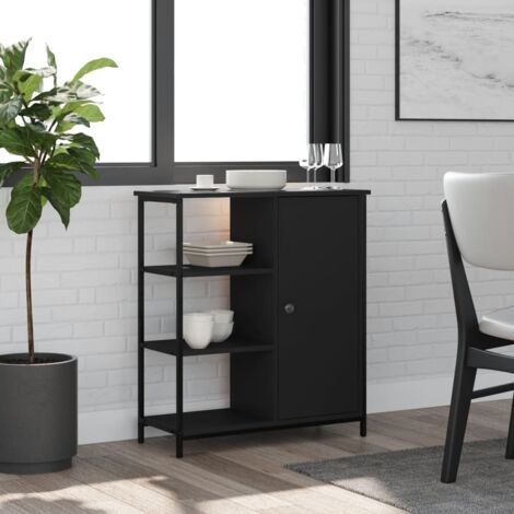 Buffet-Meuble de rangement noir 70x30x80 cm bois d'ingénierie 579538 (1/5)
