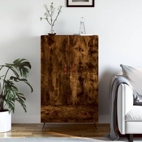 Buffet haut-Armoire de rangement chêne fumé 69,5x31x115 cm bois d'ingénierie 595966 (1/5)