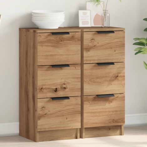 Buffets 2 pcs-Lot de 2 Meuble de rangement chêne artisanal 30x30x70 cm bois d'ingénierie 383184 (1/5)