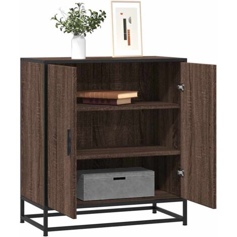 Buffet-Meuble de rangement chêne marron 68x35x76 cm bois d'ingénierie et métal 778878 (1/5)