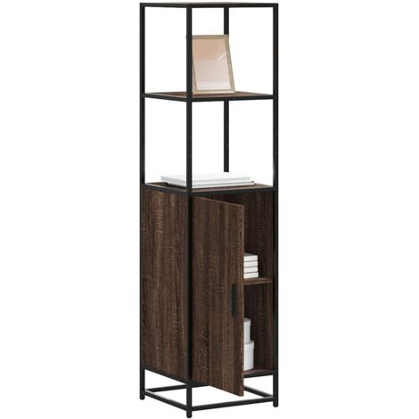 Buffet haut-Armoire de rangement chêne marron 35,5x35x139 cm bois d'ingénierie métal 494330 (1/5)