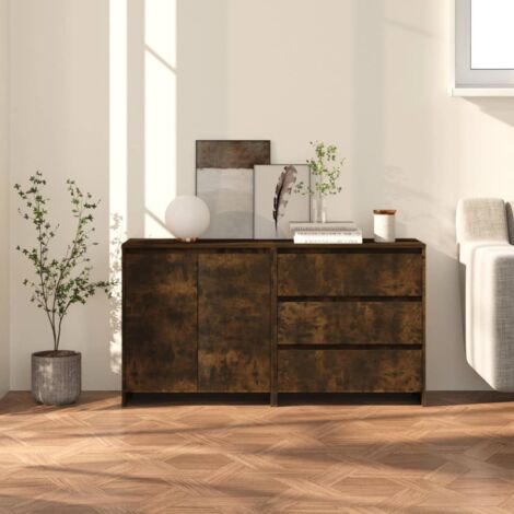 Buffets 2 pcs-Lot de 2 Meuble de rangement Chêne fumé Bois d'ingénierie 947736 (1/5)