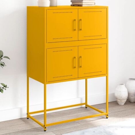 Buffet-Meuble de rangement jaune moutarde 68,5x38,5x107 cm acier 609780 (1/5)