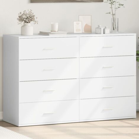 Buffets 2 pcs-Lot de 2 Meuble de rangement blanc 60x39x80 cm bois d’ingénierie 222780 (1/5)