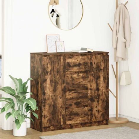 Buffet avec tiroirs-Meuble de rangement chêne fumé 100,5x35x98,5 cm bois ingénierie 455859 (1/5)