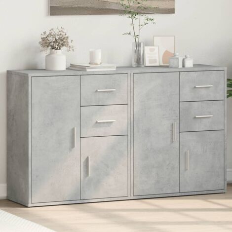 Buffets 2 pcs-Lot de 2 Meuble de rangement gris béton 60x31x70 cm bois d'ingénierie 548258 (1/5)