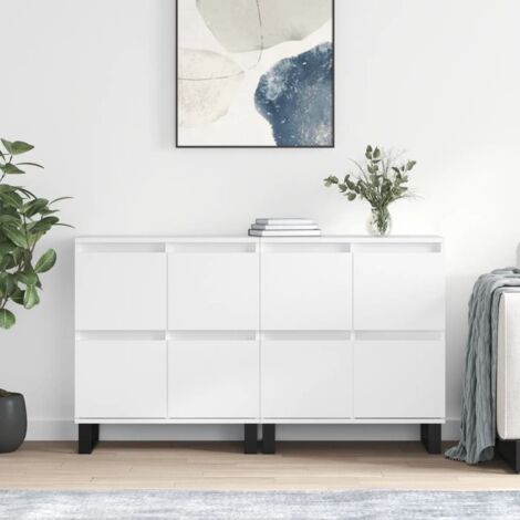 Buffets 2 pcs-Lot de 2 Meuble de rangement blanc bois d'ingénierie 397347 (1/5)