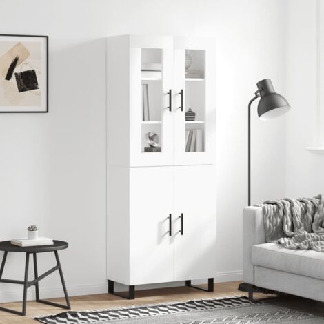 Buffet haut-Armoire de rangement Blanc 69,5x34x180 cm Bois d'ingénierie 850753 (1/5)