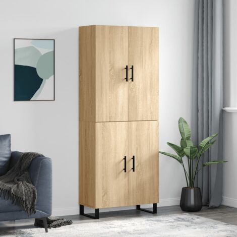 Buffet haut-Armoire de rangement Chêne sonoma 69,5x34x180 cm Bois d'ingénierie 750827 (1/5)