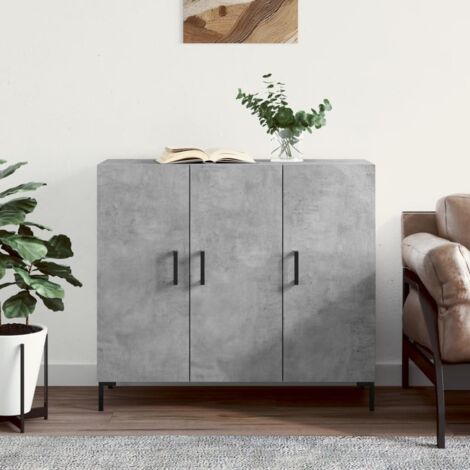 Buffet-Meuble de rangement gris béton 90x34x80 cm bois d'ingénierie 227443 (1/5)