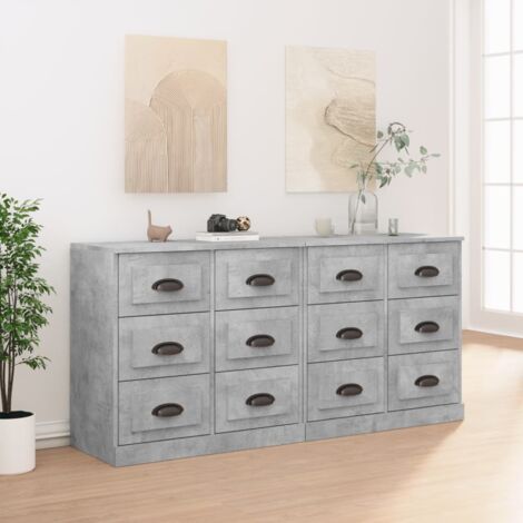 Buffets 2 pcs-Lot de 2 Meuble de rangement gris béton bois d'ingénierie 435411 (1/5)