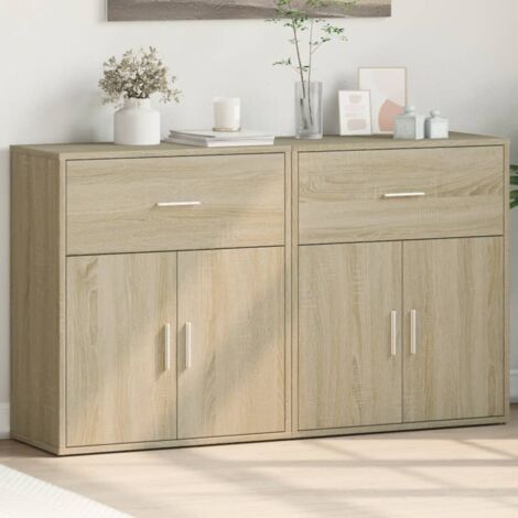 Buffets 2 pcs-Lot de 2 Meuble de rangement chêne sonoma 60x31x70 cm bois d'ingénierie 446982 (1/5)