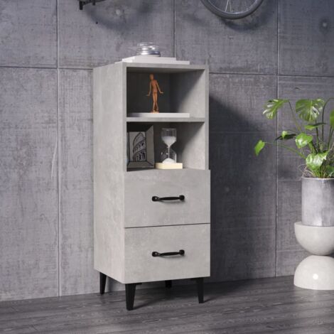 Buffet-Meuble de rangement Gris béton 34,5x34x90 cm Bois d'ingénierie 726735 (1/5)