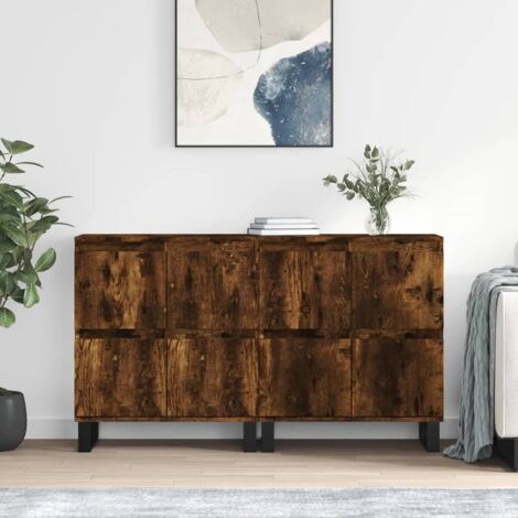 Buffets 2 pcs-Lot de 2 Meuble de rangement chêne fumé bois d'ingénierie 596994 (1/5)