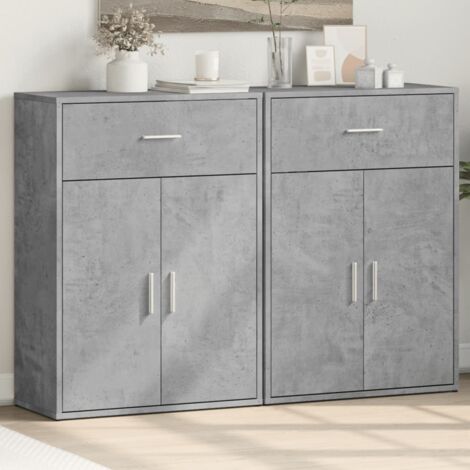 Buffets 2 pcs-Lot de 2 Meuble de rangement gris béton 60x30x84 cm bois d'ingénierie 354584 (1/5)