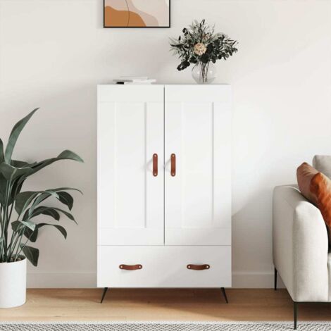 Buffet haut-Armoire de rangement blanc 69,5x31x115 cm bois d'ingénierie 449552 (1/5)