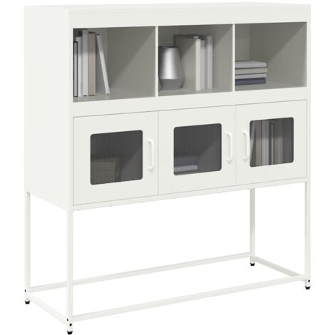 Buffet-Meuble de rangement blanc 100,5x39x107 cm acier laminé à froid 260963 (1/5)