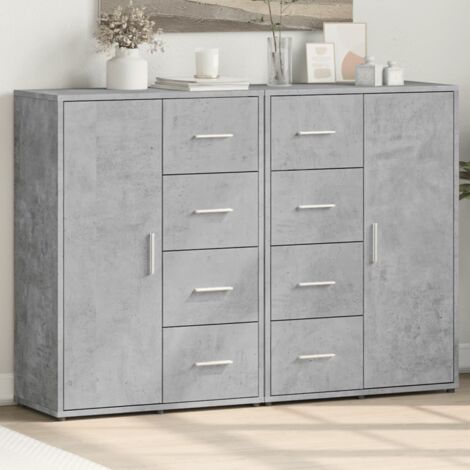 Buffets 2 pcs-Lot de 2 Meuble de rangement gris béton 60x31x84 cm bois d'ingénierie 677254 (1/5)