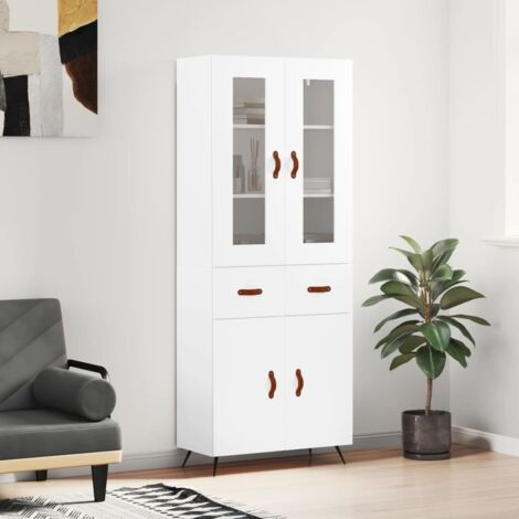 Buffet haut-Armoire de rangement Blanc 69,5x34x180 cm Bois d'ingénierie 479023 (1/5)
