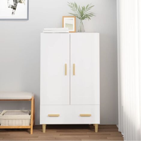 Buffet haut-Armoire de rangement Blanc 70x31x115 cm Bois d'ingénierie 806379 (1/5)
