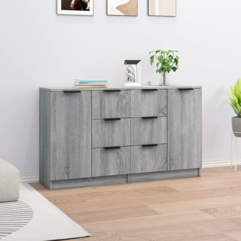 Buffets 2 pcs-Lot de 2 Meuble de rangement Sonoma gris 60x30x70 cm Bois d'ingénierie 987677 (1/5)