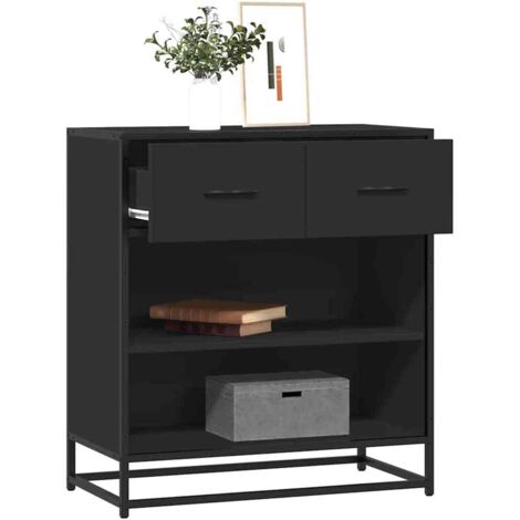 Buffet-Meuble de rangement noir 68x35x76 cm bois d'ingénierie 800413 (1/5)
