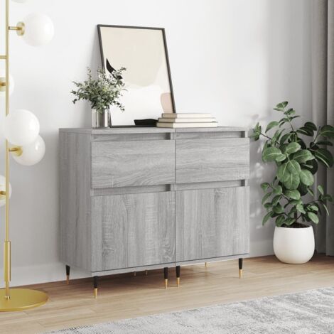 Buffets 2 pcs-Lot de 2 Meuble de rangement sonoma gris 40x35x70 cm bois d'ingénierie 646932 (1/5)