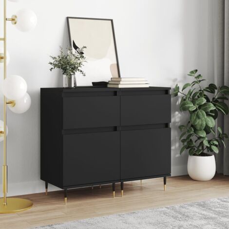 Buffets 2 pcs-Lot de 2 Meuble de rangement noir 40x35x70 cm bois d’ingénierie 236754 (1/5)