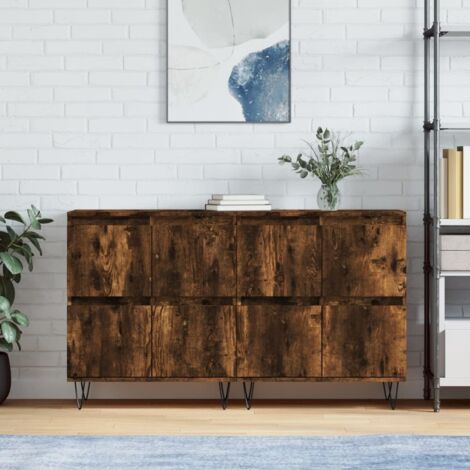 Buffets 2 pcs-Lot de 2 Meuble de rangement chêne fumé bois d'ingénierie 430222 (1/5)
