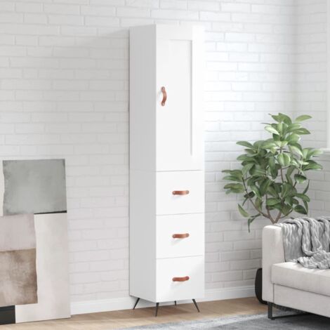 Buffet haut-Armoire de rangement Blanc brillant 34,5x34x180 cm Bois d'ingénierie 525086 (1/5)