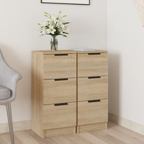 Buffets 2 pcs-Lot de 2 Meuble de rangement Chêne Sonoma 30x30x70 cm Bois d'ingénierie 667709 (1/5)