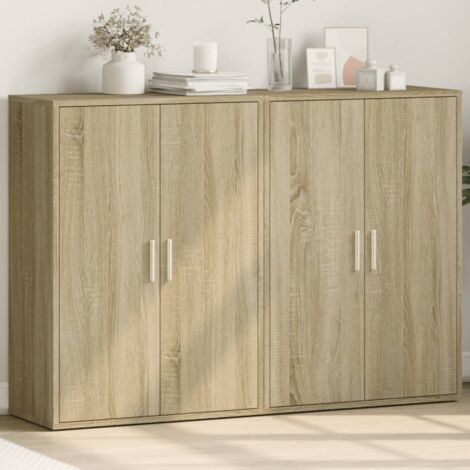 Buffets 2 pcs-Lot de 2 Meuble de rangement chêne sonoma 60x31x84 cm bois d'ingénierie 694428 (1/5)