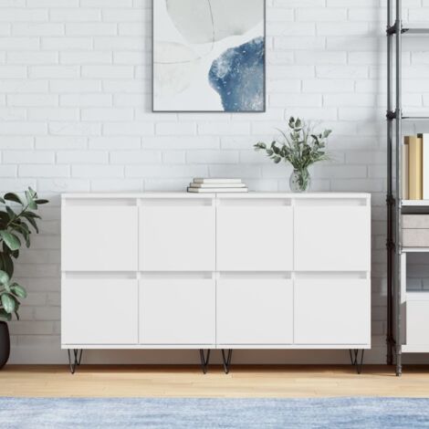 Buffets 2 pcs-Lot de 2 Meuble de rangement blanc bois d'ingénierie 129888 (1/5)