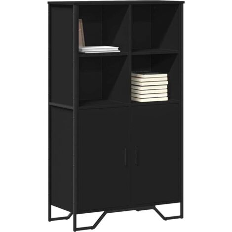 Buffet haut-Armoire de rangement noir 79,5x35,5x137,5 cm bois d'ingénierie 724661 (1/5)