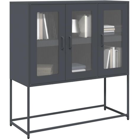 Buffet-Meuble de rangement anthracite 100,5x39x107 cm acier laminé à froid 519753 (1/5)