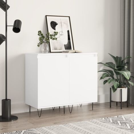 Buffets 2 pcs-Lot de 2 Meuble de rangement blanc 40x35x70 cm bois d’ingénierie 724530 (1/5)
